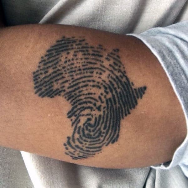 Guys Africa Fingerprint Inner Arm Bicep Tattoo Design Ideas