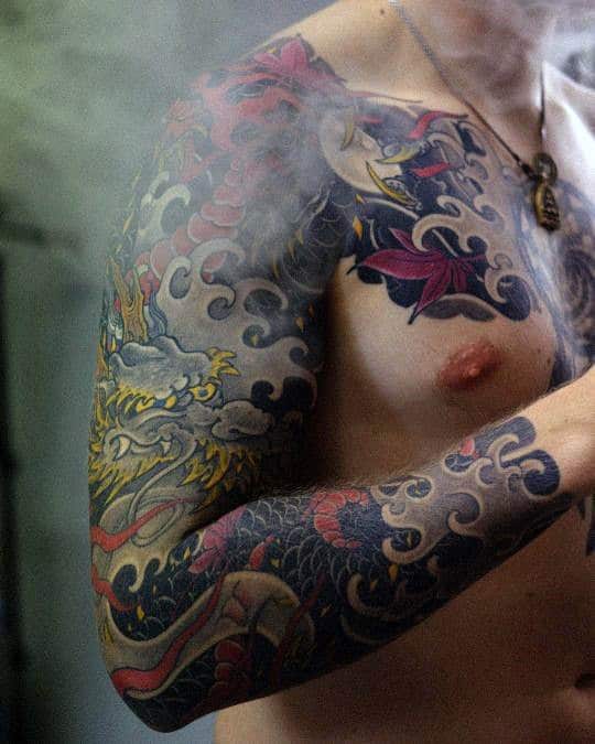 Guys Amazing Japanese Sleeve Tattoo