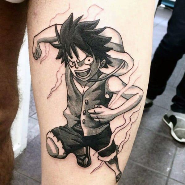 Guys Anime Thigh Tattoo Deisgns