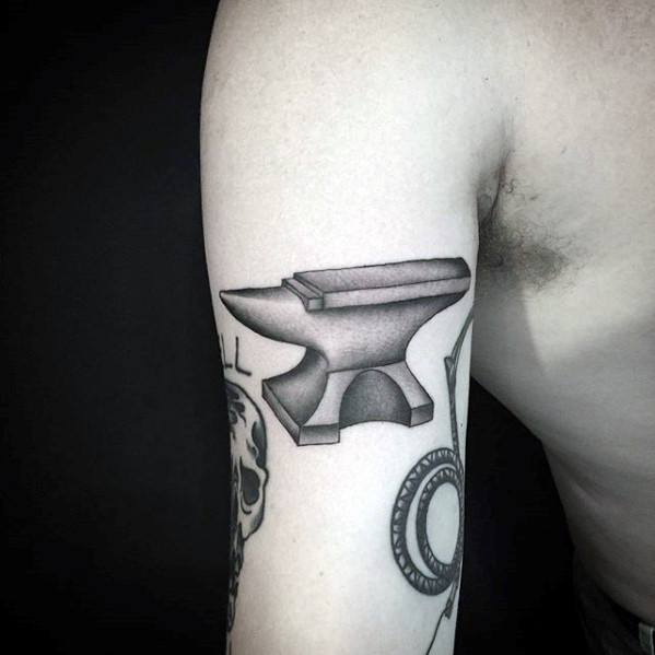 Guys Anvil Tattoo Design Idea Inspiration On Back Of Arm