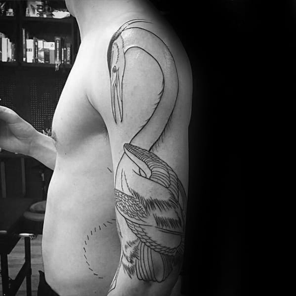 Guys Arm Heron Tattoo Design Ideas