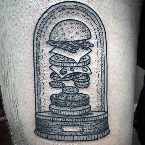 Guys Arms Grey Dotted Food Tattoo