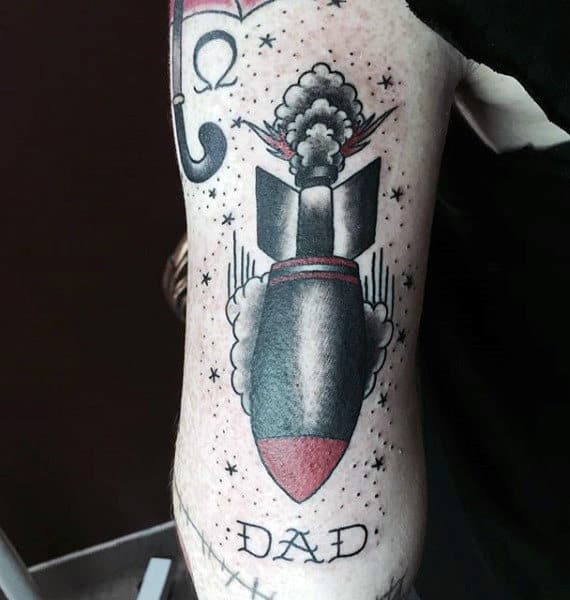 Guys Arms Rocket Dad Tattoo