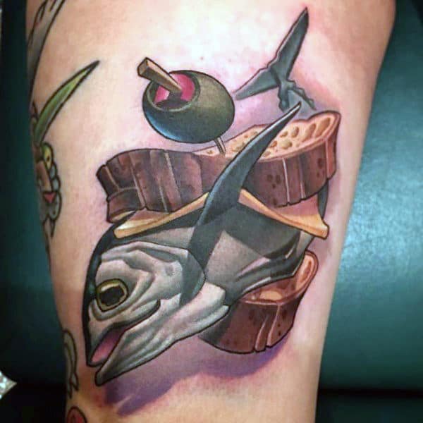 Guys Arms Seafood Tattoo
