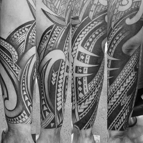 Guys Awesome Forearm Sleeve Tribal Tattoo