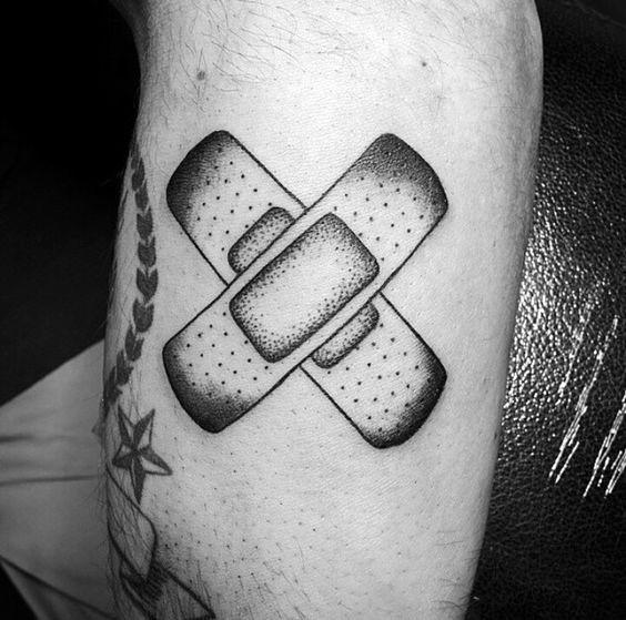 Guys Band Aid Tattoo Design Ideas