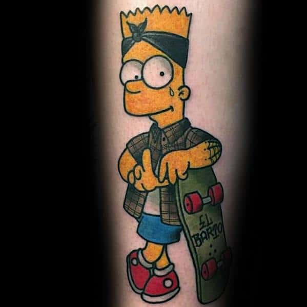 Guys Bart Simpson Tattoos On Forearm