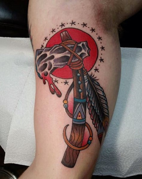 70 Tomahawk Tattoo Designs For Men - American Indian Axe Ideas
