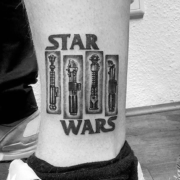 Guys Black Flag Star Wars Themed Lower Leg Tattoo Designs