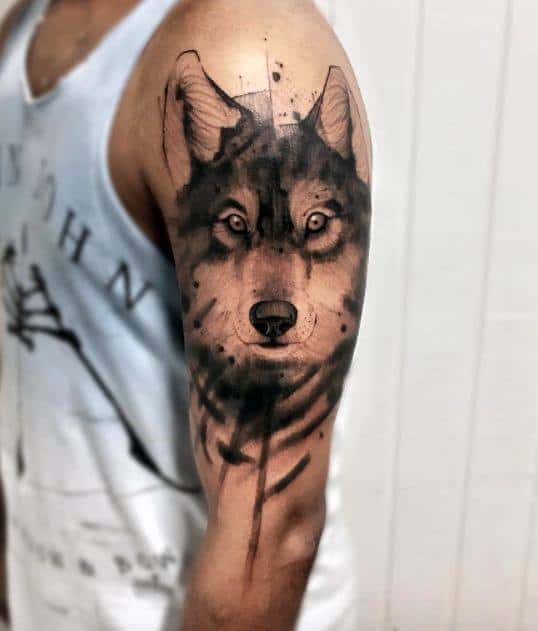 Watercolor Wolf tattoo women at theYoucom