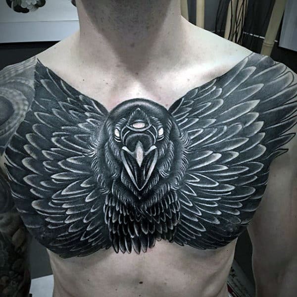 Realistic Back Crow Tree Tattoo by Nikita Zarubin