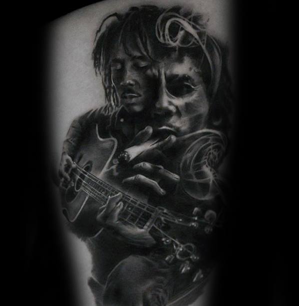 Artcastle Tattoo  Portraits  Bob Marley portrait and Lion in realistic  black n grey  Facebook