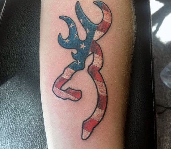 Guys Browning American Flag Tattoos