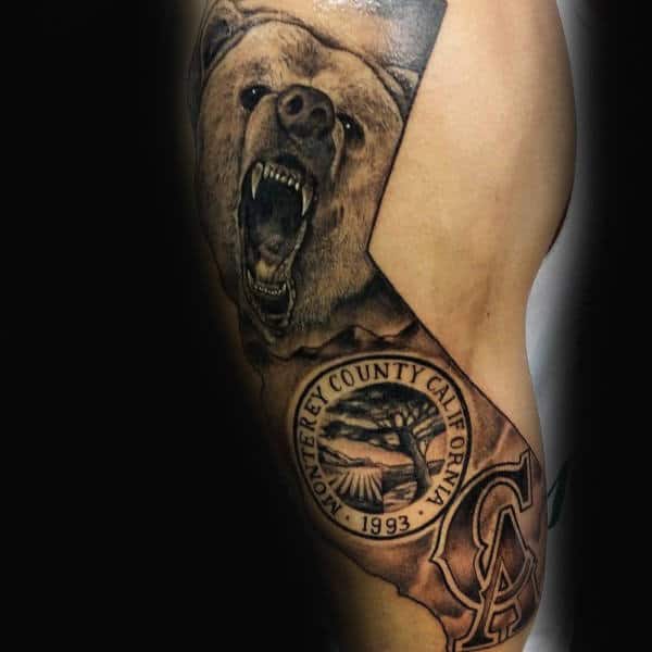 Guys California Themed Upper Arm Male Tattoo Ideas