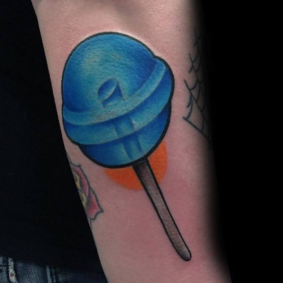 Guys Candy Tattoo Design Ideas Blue Lollipop