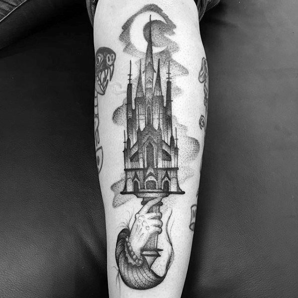 Guys Cathedral Tattoos On Forearm