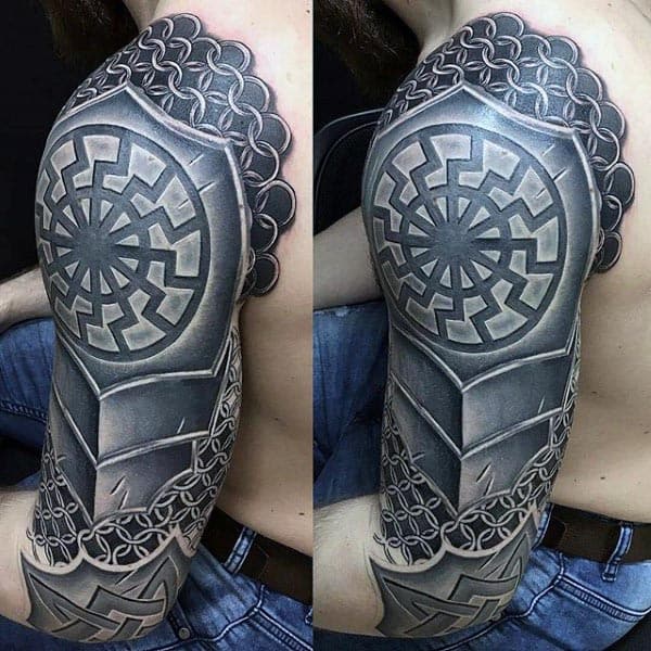 Guys Cool Chain Mail Armor Arm Tattoos