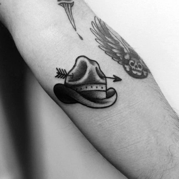 Guys Cool Cowboy Hat Tattoo Ideas