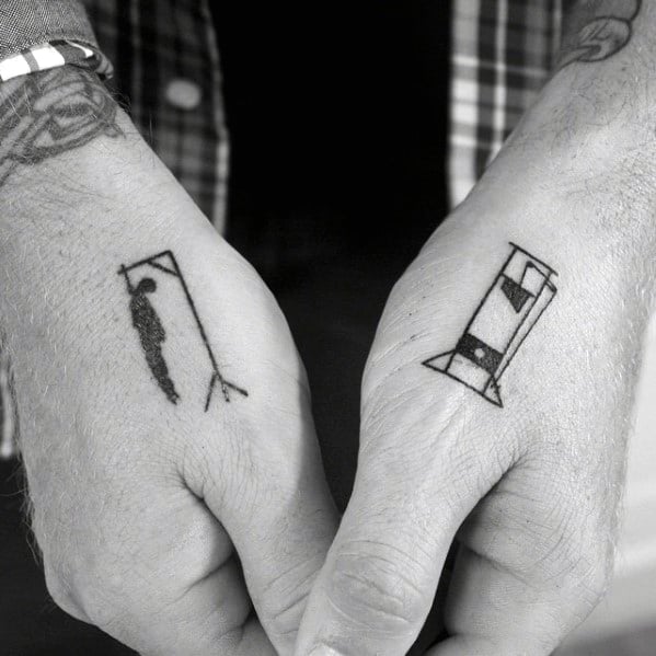 Guys Coolest Small Hangman Hand Tattoo Designs