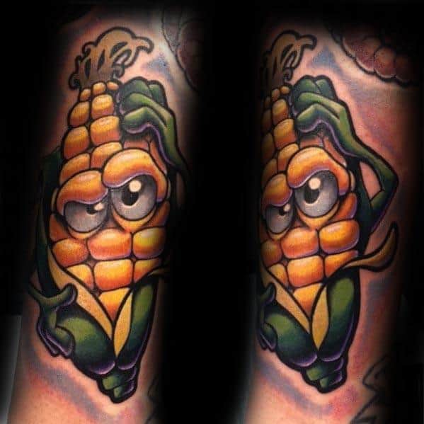 Guys Corn Tattoo Design Ideas New School