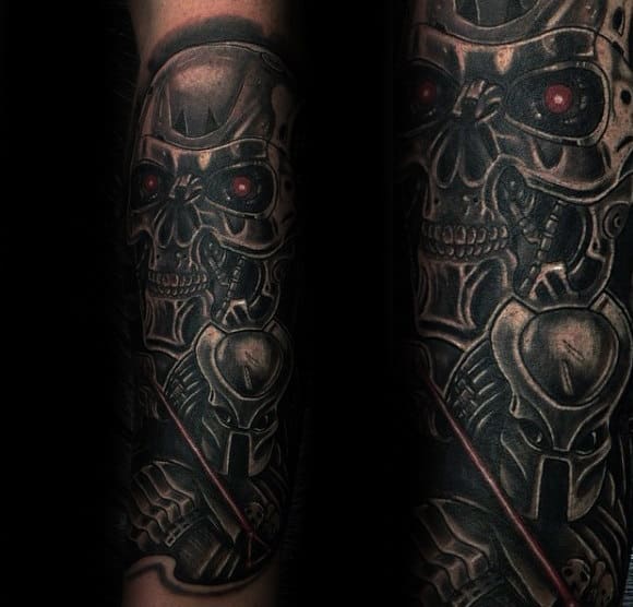 60 Terminator Tattoo Designs For Men  Manly Mechanical Ink Ideas  Terminator  tattoo Biomechanical tattoo Cyborg tattoo