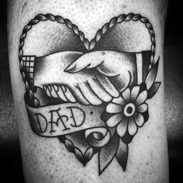 Guys Dad Memorial Traditional Arm Handshake Tattoos