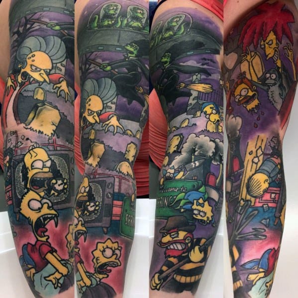 Guys Designs Simpsons Tattoos Full Arm Sleeve
