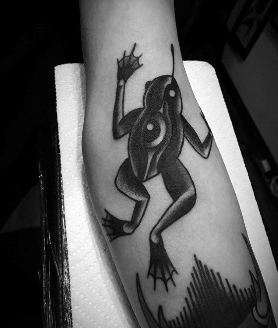 Guys Ditch Frog With Eye Tattoo Deisgns