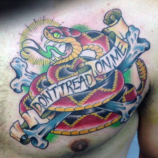 Guys Dont Tread On Me Text And Snake Colorful Chest Piece