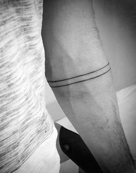 Guys Double Lines Simple Forearm Tattoos