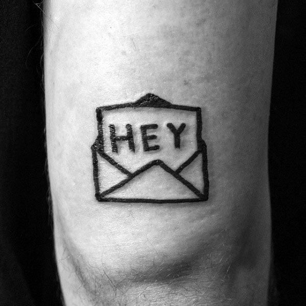 Guys Envelope With Hey Letter Thigh Tattoo Deisgns