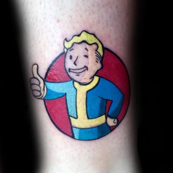 Guys Fallout Tattoos With Vault Boy Design