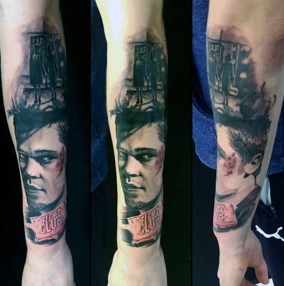 Guys Fight Club Tyler Durden Forearm Tattoo Designs