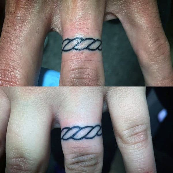 Guys Fingers Tiny Rope Tattoo