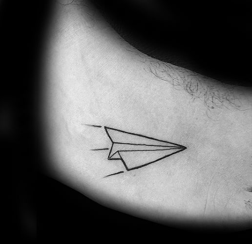 Guys Flying Paper Airplane Foot Tattoo Design Ideas