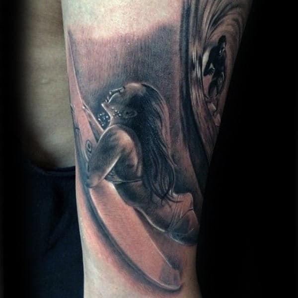 Surfer girl tattoo