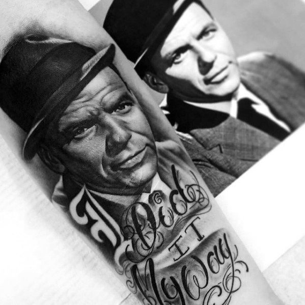 Guys Forearm Tattoo Ideas Frank Sinatra Designs