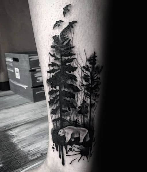 tree paintbrush tattoo