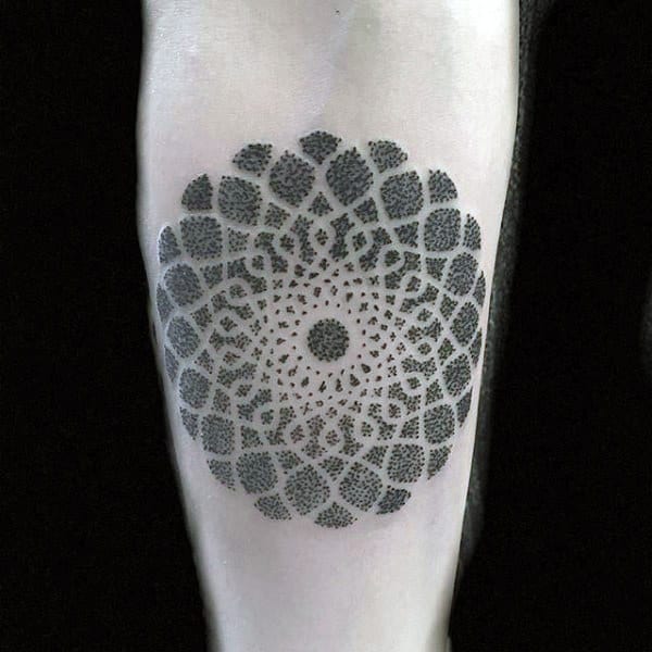 Guys Forearms Dotted Floral Pattern Tattoo