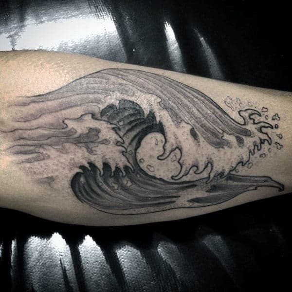 Guys Forearms Grey Surf Tattoo