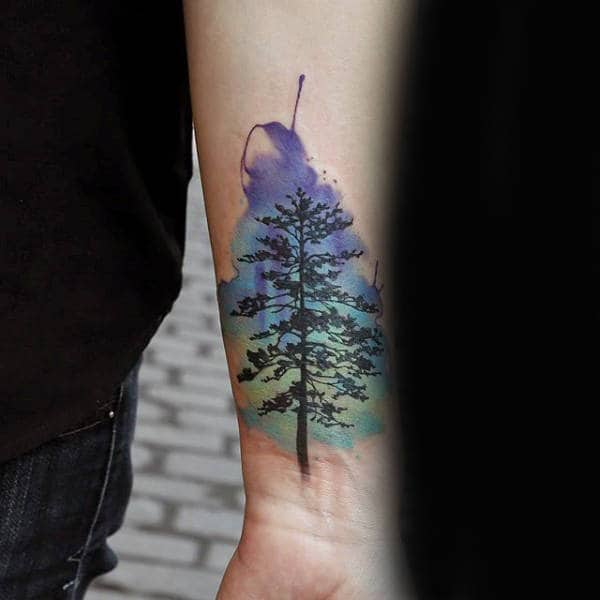 Guys Forearms Wonderful Watercolor Tree Tattoo