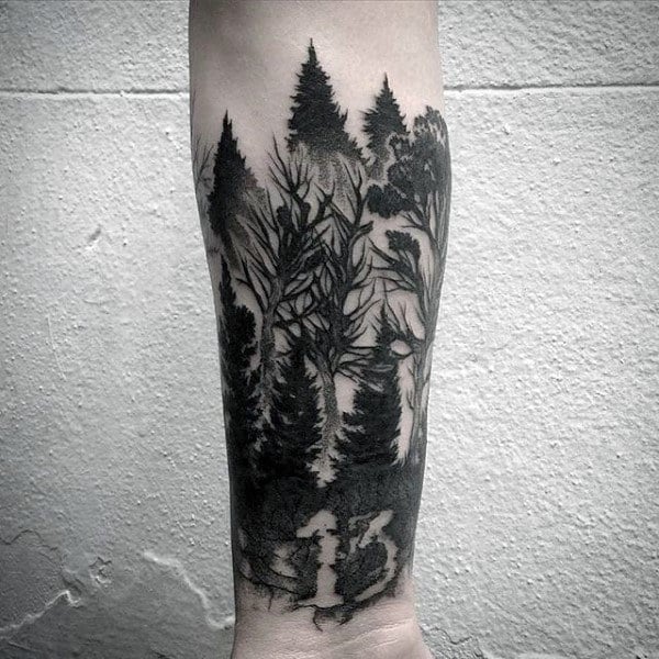 Guys Forest Inner Forearm And Wrist Tattoos