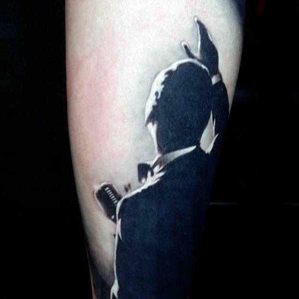 Guys Frank Sinatra Music Stage Arm Tattoo Design Ideas