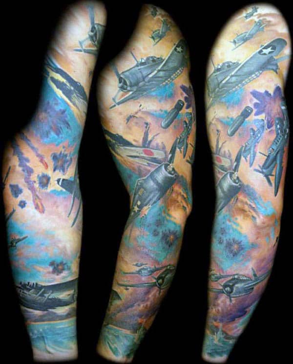 Guys Full Sleeve Air Force Fighter Jets