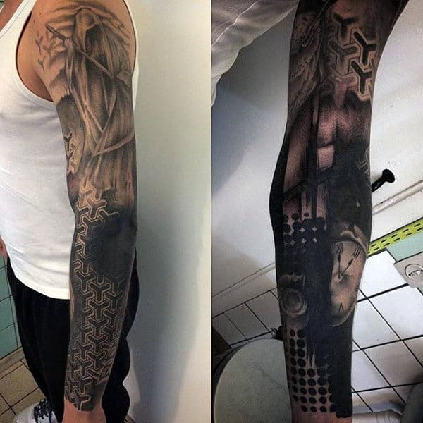Guys Full Sleeves Gorgeous Pattern Tattoo