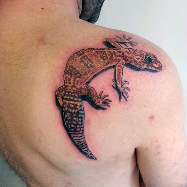 Guys Gecko Tattoo Design Ideas On Shoulder