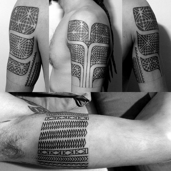 Guys Geometric Arm Tattoo Deisgns