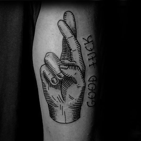 Guys Good Luck Tattoo Design Finger Crossed Ideas