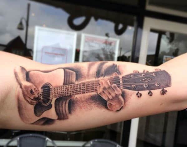 Guys Guitar Tattoo Designs Art Bicep