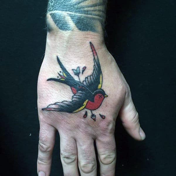 Guys Hands Creative Sparrow Tattoo